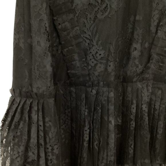Alexis Feliciana Tie Back Pleated Chantilly Lace Midi Dress In Black Size XS - Picture 6 of 14